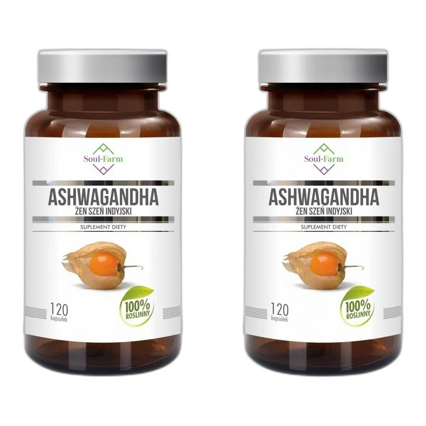2X Ashwagandha, Żeń szeń Indyjski, 2 opakowania 2x 120 kapsułek, razem 240 — zdjęcie 1
